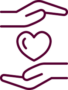Hands holding a heart-shaped purse, symbolizing care and craftsmanship.